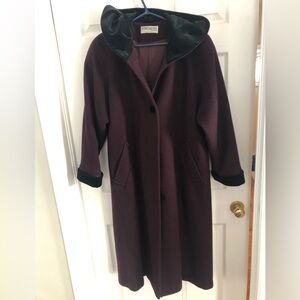 Red Wine Wool 80s VTG Forecaster 100% wool maxi, winter coat, size 6